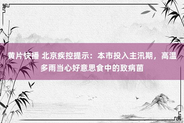 黄片快播 北京疾控提示：本市投入主汛期，高温多雨当心好意思食中的致病菌