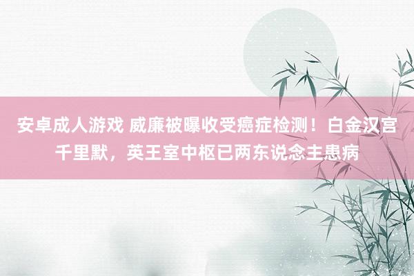 安卓成人游戏 威廉被曝收受癌症检测！白金汉宫千里默，英王室中枢已两东说念主患病