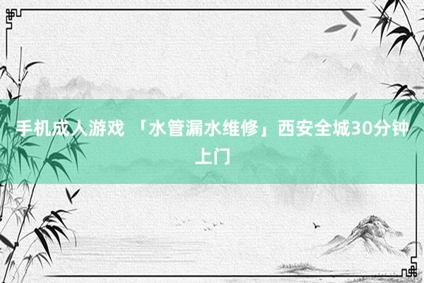 手机成人游戏 「水管漏水维修」西安全城30分钟上门