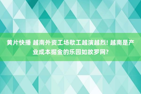 黄片快播 越南外资工场歇工越演越烈! 越南是产业成本掘金的乐园如故罗网?
