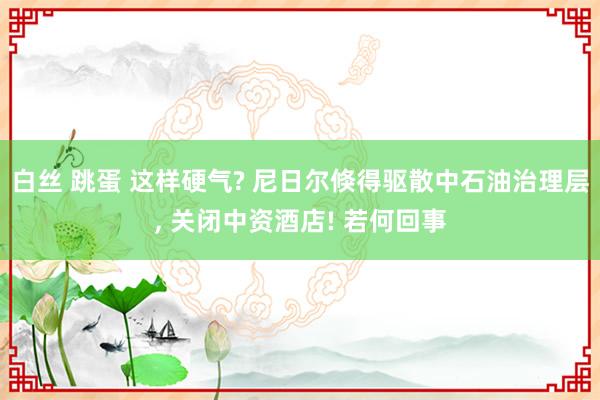 白丝 跳蛋 这样硬气? 尼日尔倏得驱散中石油治理层, 关闭中资酒店! 若何回事