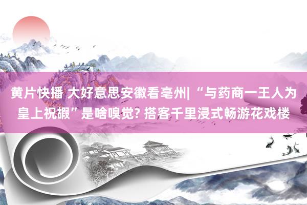 黄片快播 大好意思安徽看亳州| “与药商一王人为皇上祝嘏”是啥嗅觉? 搭客千里浸式畅游花戏楼